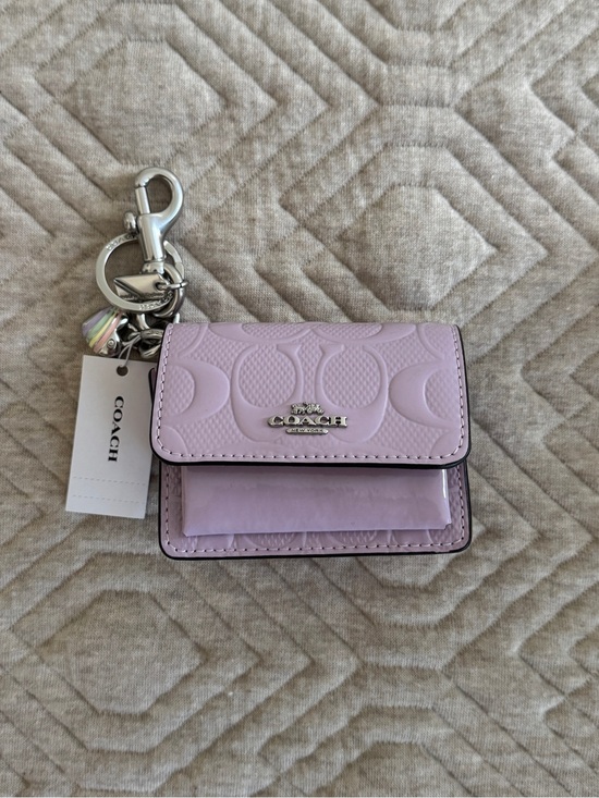 Coach Accessories - Coach Purple Violet Klare Bag Charm In Signature Leather With Heart Charm